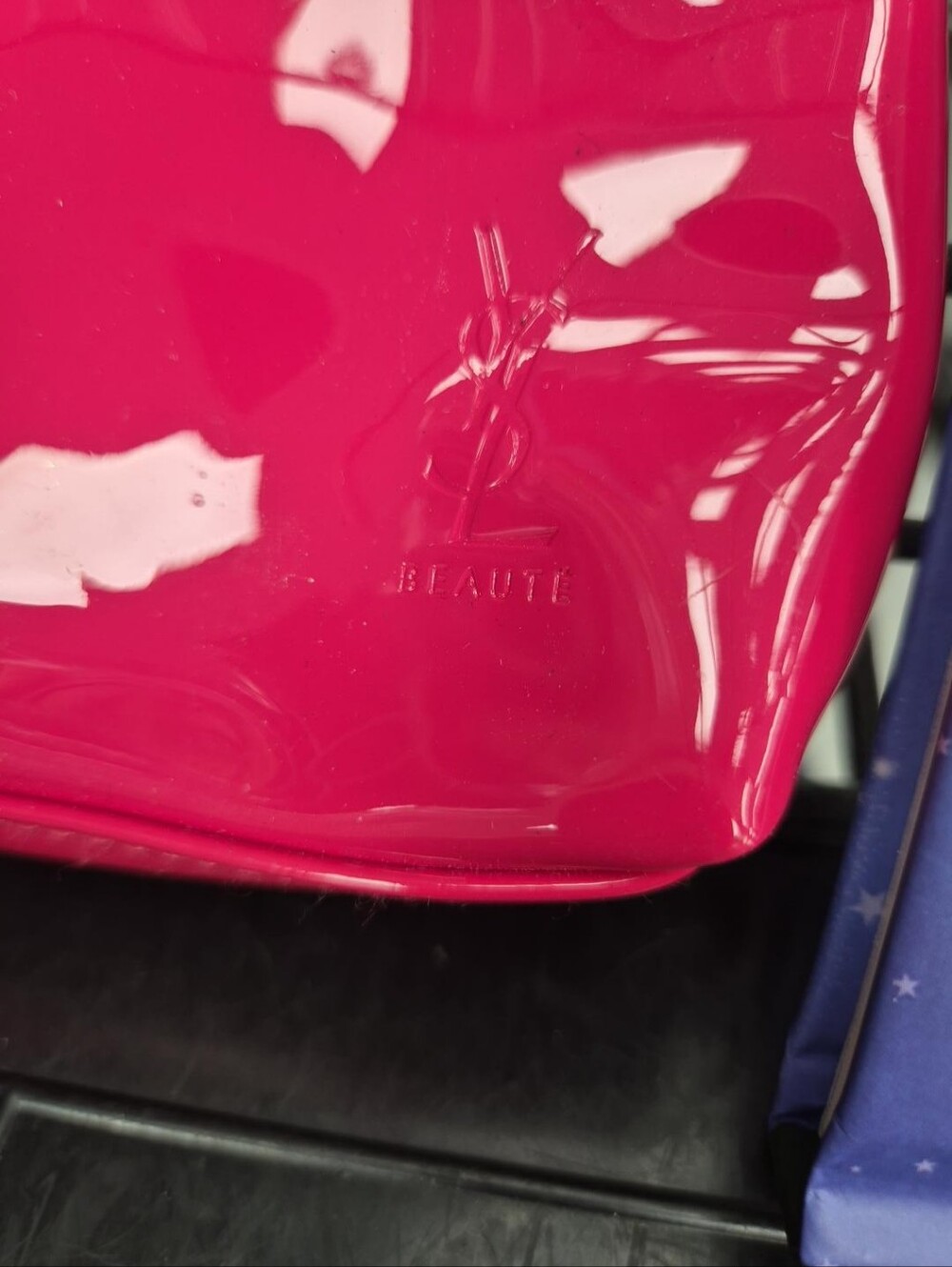 Yves Saint Laurent Glossy Fuchsia Patent Leather Cosmetic Pouch NWOT